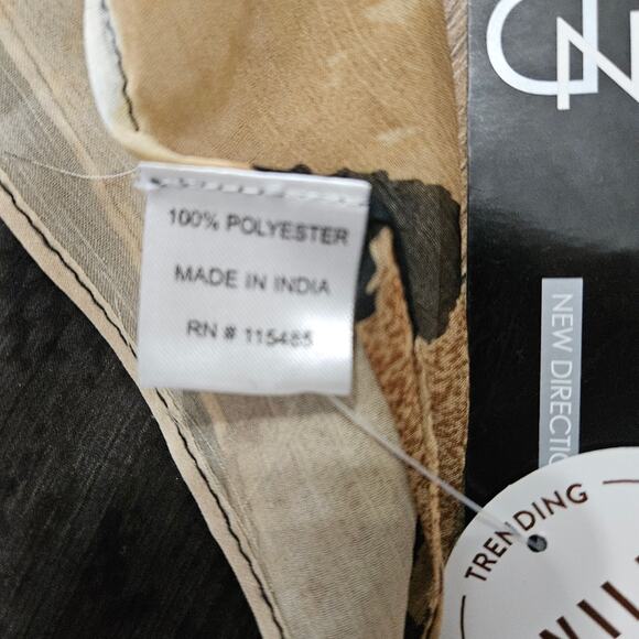 New Animal Print Color Block Black and Tan Scarf One Size 48x48 Leopard Snake - Picture 11 of 15